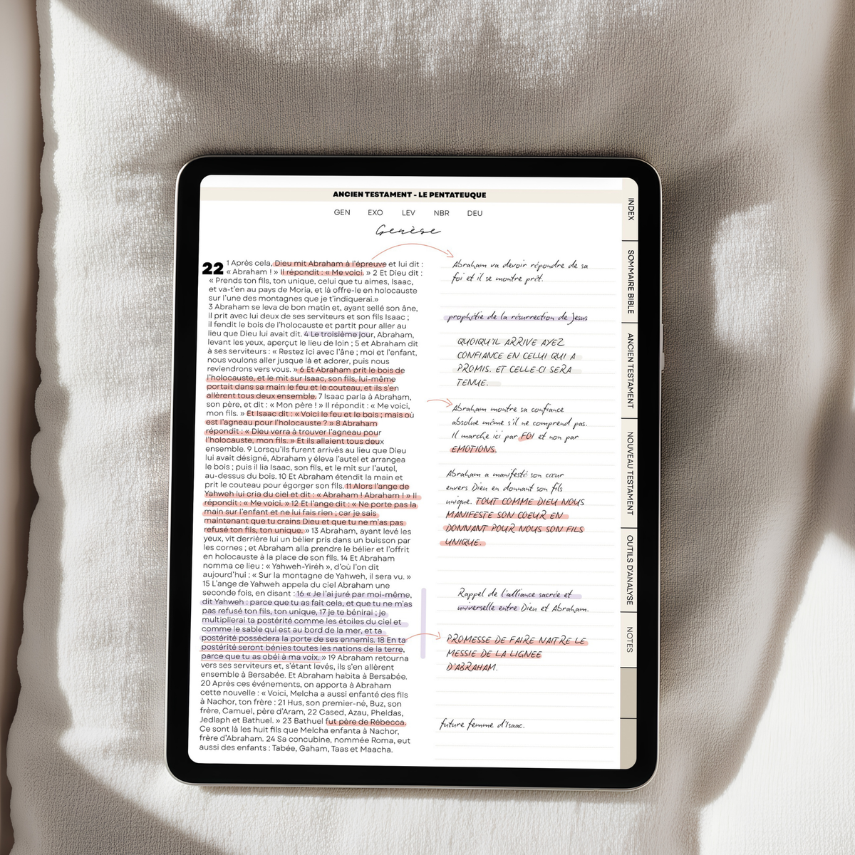 Exemple de page biblique annotée dans Aurora Bible Digitale 