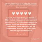 Avis d’une utilisatrice du Parcours Aurora – édition catholique
