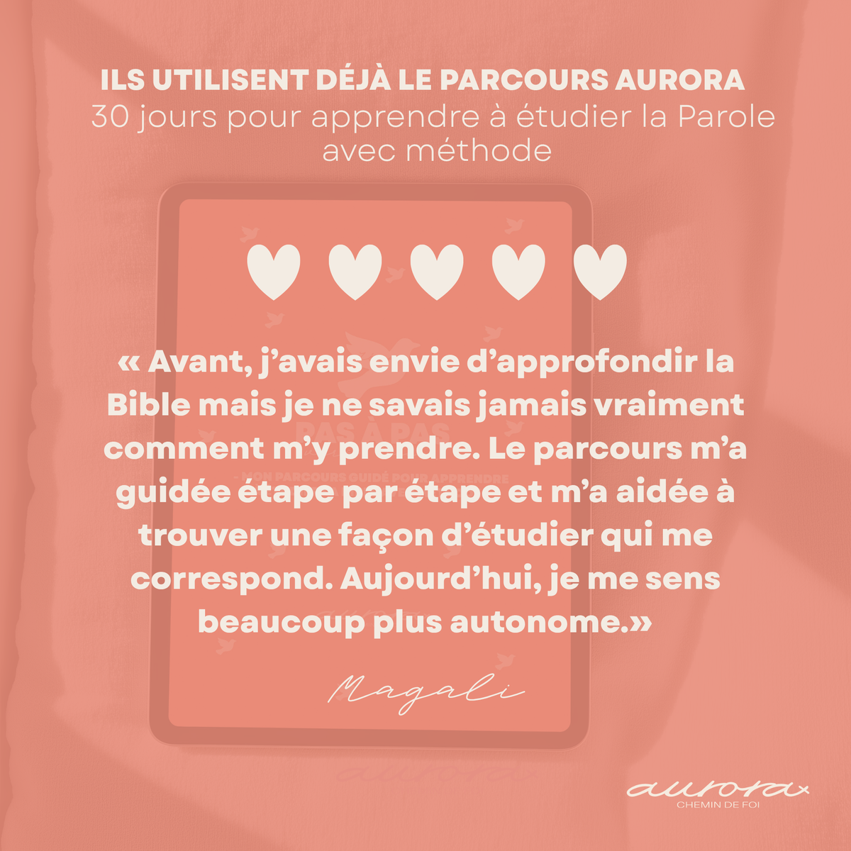 Avis d’une utilisatrice du Parcours Aurora – édition catholique