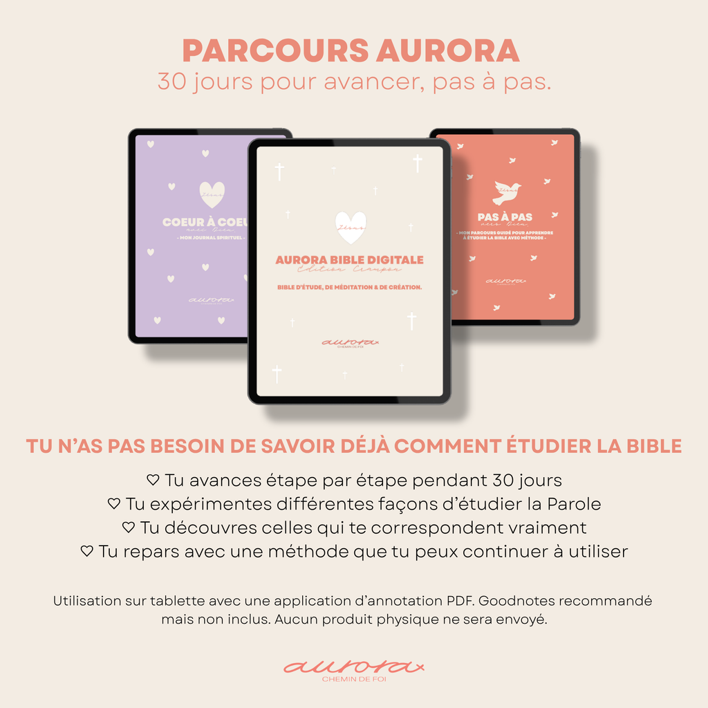 Informations pratiques du Parcours Aurora – édition catholique, ressources 100 % numériques