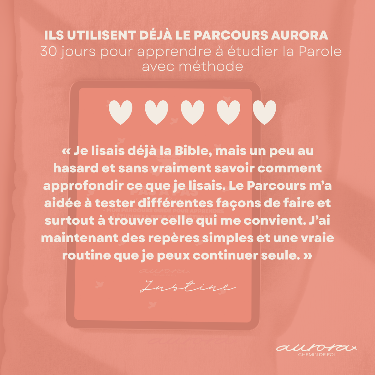 Avis d’une utilisatrice du Parcours Aurora – édition chrétienne