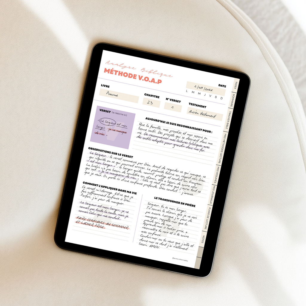Exemple de fiche annotée dans le journal spirituel digital chrétien Coeur à Coeur 